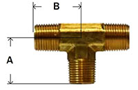 Brass Forged All Male Tee Diagram